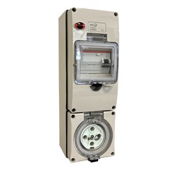 IPD W66US320RCA Unswitched Socket DIN Rail Mount 3 Round-Pin 1-Ph 20A 415VAC/DC TypeA IP66 Polycarbonate