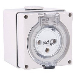 IPD W66US332 Unswitched Socket 3 Round-Pin 1-Ph 32A 250VAC/DC IP66 Polycarbonate