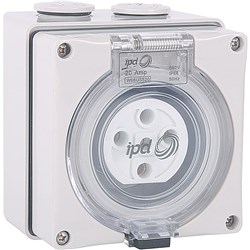 IPD W66US450 Unswitched Socket 4 Round-Pin 3-Ph 50A 500VAC/DC IP66 Polycarbonate