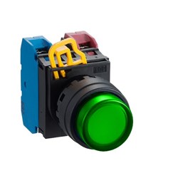 IDEC YW1L-M2E10Q4G-HS Illuminated Pushbutton 22mm Extended Momentary Green 24VAC/DC 1NO