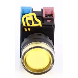 IDEC YW1L-MF2E11Q0Y Illuminated Pushbutton 22mm Extended w/Full Shroud Momentary Yellow 250VAC/DC 1NO+1NC