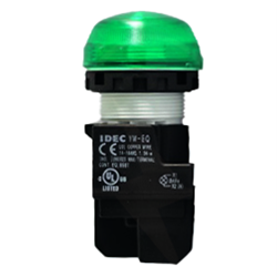 IDEC YW1P-2EQHG Dome Pilot Light with Built-In LED Green 110VDC 22mm Dia Mount Hole