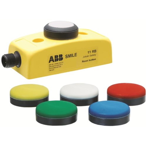 ABB ESS.11RB RESET BUTTON IN SMILE ENCLOSURE, 1 x M12-5 MALE, 1 BUTTON & BLUE LED