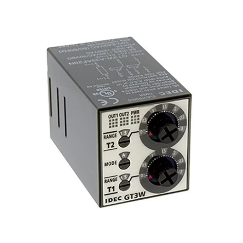 IDEC PLUG-IN DUAL TIME RANGE TIMER 8 PIN, 100-240V AC, 0.1s-300hrs 2x DELAY SPDT CONTACTS GT3W-A33AF20N