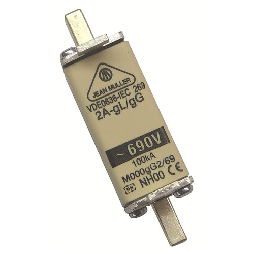 JEAN MUELLER M00GG100/69 FUSE LINK 100A 690VAC NH00 DIN SIZE 00 BLADE