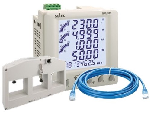 SELEC KIT: MRJ385 METER +1 X 2M RJ45 CABLE +1 X 1000A CT 54X50MM MRJ385-1000A54/50-K