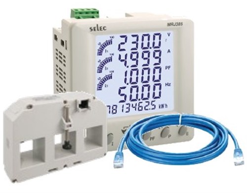 SELEC KIT: MRJ385 METER +1 X 2M RJ45 CABLE +1 X 630A CT 31X31MM MRJ385-630A31/31-K