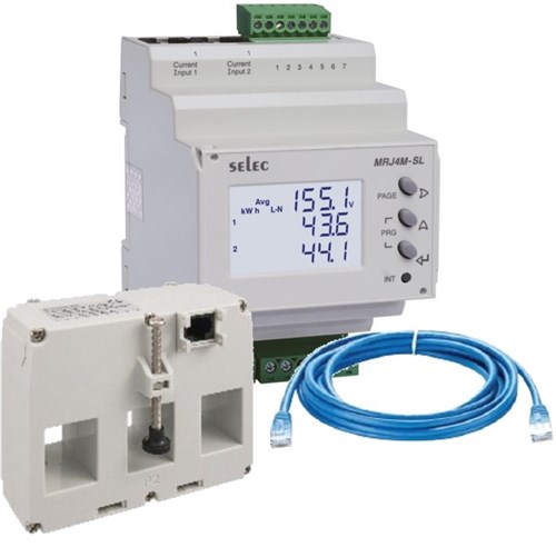 SELEC KIT: MRJ4M-SL METER + 2 X 2M RJ45 CABLE + 2 X 250A CT 21X25MM MRJ4MSL-250A21/25-K