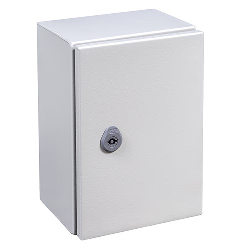 IDE IP66 ROLLED MILD STEEL SINGLE DOOR WALL MOUNTED ENCLOSURE 300Hx400Wx150Dmm GREY MSB304015G