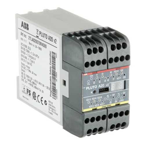 ABB PLUTO.A20 SAFETY PLC WITH PLUTO SAFETY BUS 20 I/O, CURRENT MONITORING WIDTH 45mm