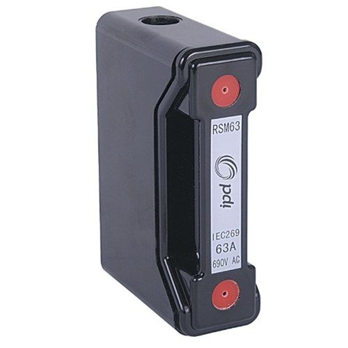 IPD RSM32HDIN FUSE FITTING 32A RSM BLACK DIN MOUNT, FRONT WIRE MAXIMUM