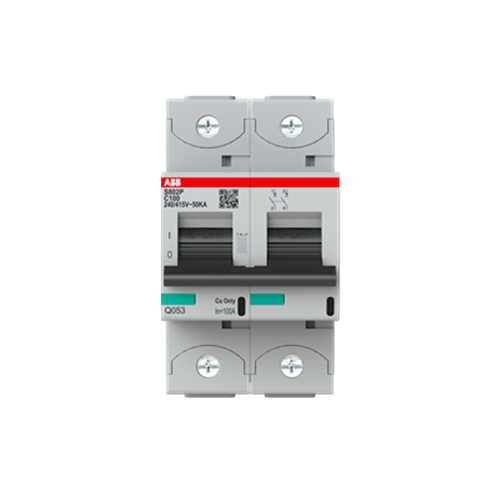 ABB MCB 50KA 2 POLE 100A C CURVE S800P S802PC100
