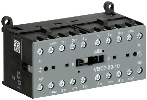 ABB VBC7-30-10-01 MINI REVERSING CONTACTOR 24 V DC - 3 NO - 0 NC - SCREW TERMINALS VBC7301001
