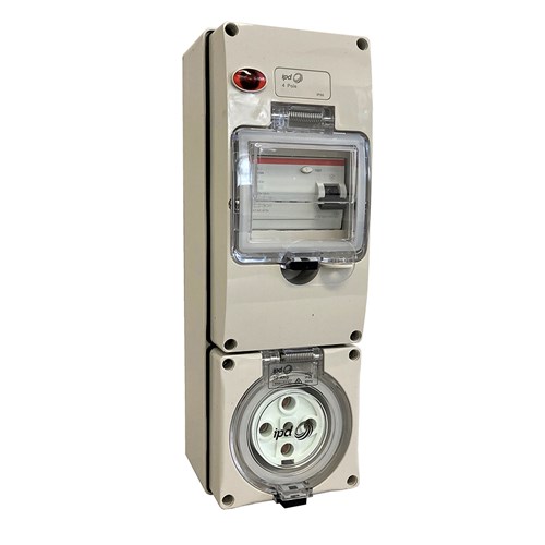 IPD RCD TYPE A PROTECTED OUTLET KIT 3 PHASE 4 PINS 10A 415V, IP66 W66US410RCA