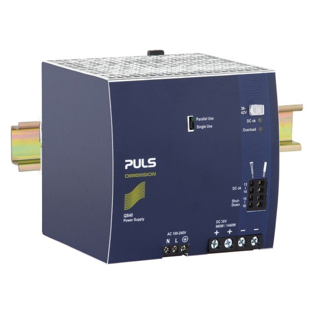 PULS DIN RAIL POWER SUPPLY 1 PHASE 36VDC 26.7A 960W QS40.361